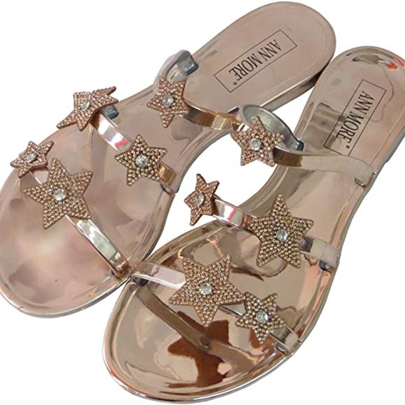 NEW Rose Gold Star Strap Sandals - Picture 5 of 9